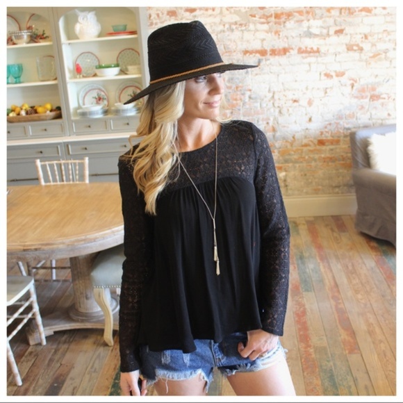 Infinity Raine Tops - LAST ONE! Black Lace Tunic